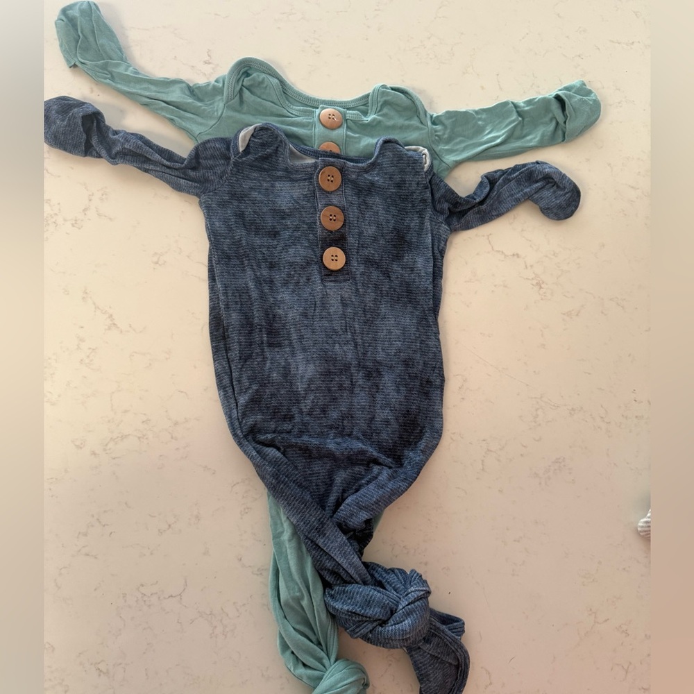 Rocking Royalty - Baby Knot Gown One-Piece in Teal and Slate Blue